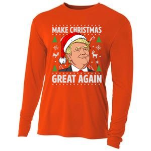 Make Christmas Great Again Funny Trump Ugly Christmas Gift Cooling Performance Long Sleeve Crew