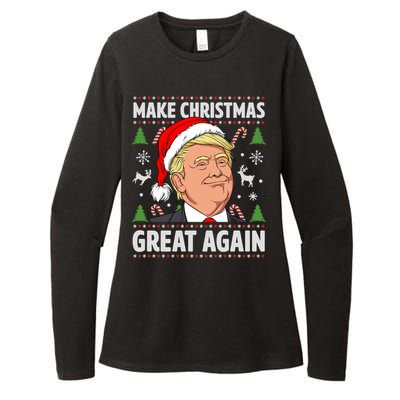 Make Christmas Great Again Funny Trump Ugly Christmas Gift Womens CVC Long Sleeve Shirt