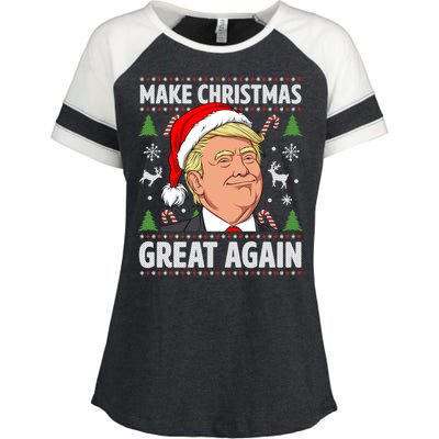 Make Christmas Great Again Funny Trump Ugly Christmas Gift Enza Ladies Jersey Colorblock Tee