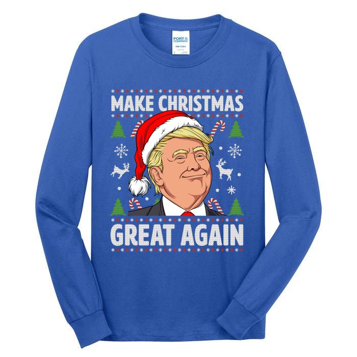 Make Christmas Great Again Funny Trump Ugly Christmas Gift Tall Long Sleeve T-Shirt