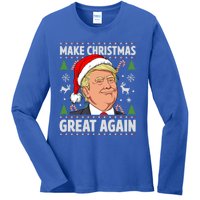 Make Christmas Great Again Funny Trump Ugly Christmas Gift Ladies Long Sleeve Shirt