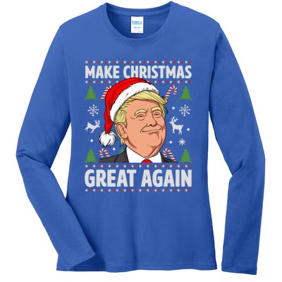 Make Christmas Great Again Funny Trump Ugly Christmas Gift Ladies Long Sleeve Shirt