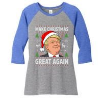 Make Christmas Great Again Funny Trump Ugly Christmas Gift Women's Tri-Blend 3/4-Sleeve Raglan Shirt