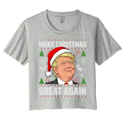 Make Christmas Great Again Funny Trump Ugly Christmas Gift Women's Crop Top Tee