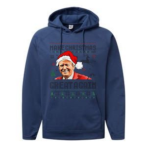 Make Christmas Great Again Ugly Sweater Trump 2025 Performance Fleece Hoodie