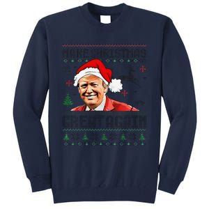 Make Christmas Great Again Ugly Sweater Trump 2025 Tall Sweatshirt