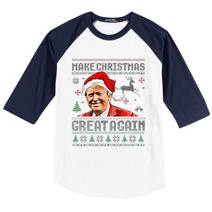 Make Christmas Great Again Ugly Sweater Trump 2025 Baseball Sleeve Shirt