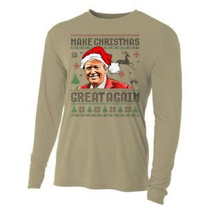 Make Christmas Great Again Ugly Sweater Trump 2025 Cooling Performance Long Sleeve Crew