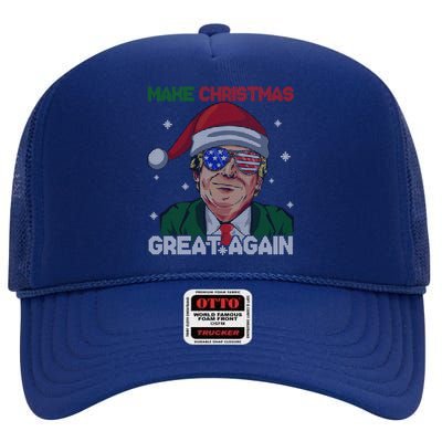 Make Christmas Great Again Funny Trump Ugly Christmas Meaningful Gift High Crown Mesh Back Trucker Hat