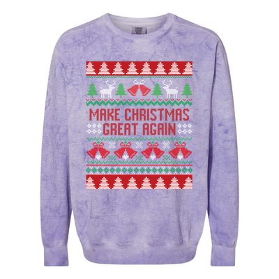 Make Christmas Great Again Funny Trump Ugly Christmas Gift Colorblast Crewneck Sweatshirt