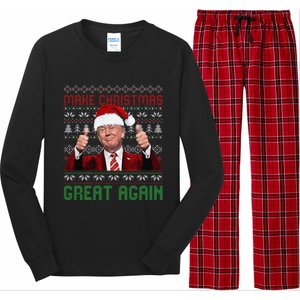 Make Christmas Great Again Santa Trump 2024 Ugly Sweater Long Sleeve Pajama Set