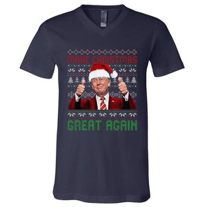 Make Christmas Great Again Santa Trump 2024 Ugly Sweater V-Neck T-Shirt