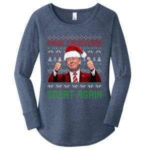 Make Christmas Great Again Santa Trump 2024 Ugly Sweater Women's Perfect Tri Tunic Long Sleeve Shirt