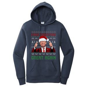 Make Christmas Great Again Santa Trump 2024 Ugly Sweater Women's Pullover Hoodie