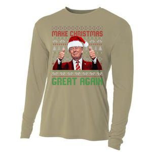 Make Christmas Great Again Santa Trump 2024 Ugly Sweater Cooling Performance Long Sleeve Crew