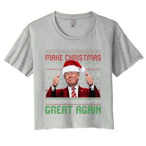 Make Christmas Great Again Santa Trump 2024 Ugly Sweater Women's Crop Top Tee