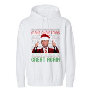 Make Christmas Great Again Santa Trump 2024 Ugly Sweater Garment-Dyed Fleece Hoodie