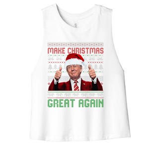 Make Christmas Great Again Santa Trump 2024 Ugly Sweater Women's Racerback Cropped Tank