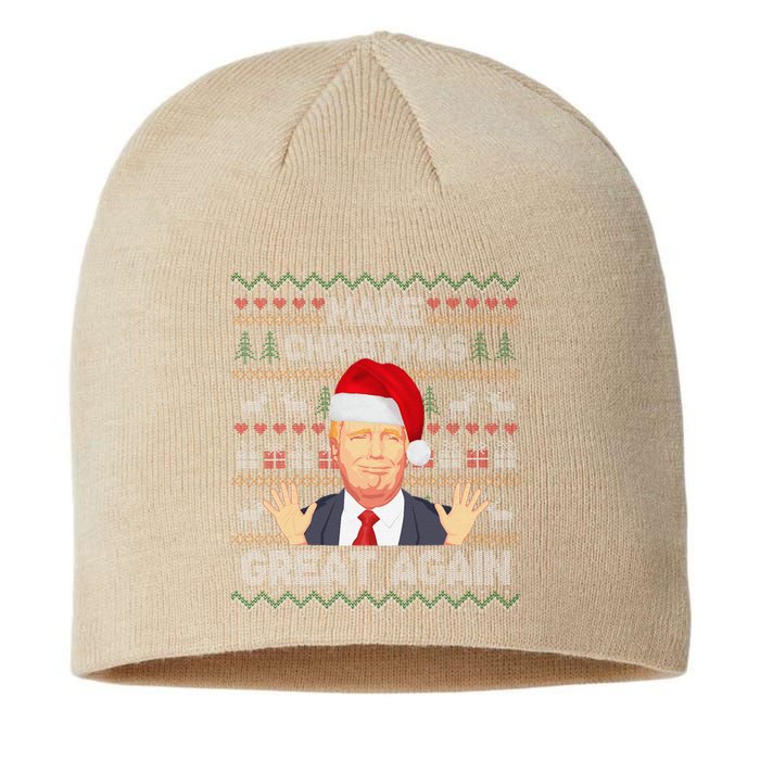 Make Christmas Great Again Funny Ugly Christmas Sustainable Beanie