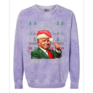 Make Christmas Great Again Funny Trump Xmas Snow Pajama Ugly Colorblast Crewneck Sweatshirt