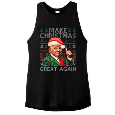 Make Christmas Great Again Funny Trump Xmas Snow Pajama Ugly Ladies PosiCharge Tri-Blend Wicking Tank