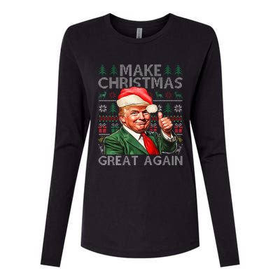 Make Christmas Great Again Funny Trump Xmas Snow Pajama Ugly Womens Cotton Relaxed Long Sleeve T-Shirt