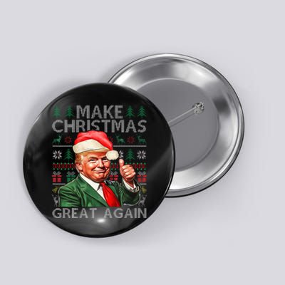 Make Christmas Great Again Funny Trump Xmas Snow Pajama Ugly Button