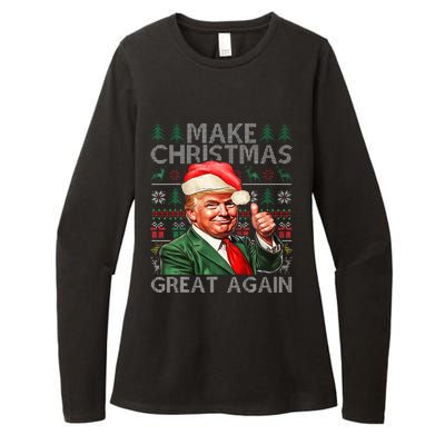 Make Christmas Great Again Funny Trump Xmas Snow Pajama Ugly Womens CVC Long Sleeve Shirt