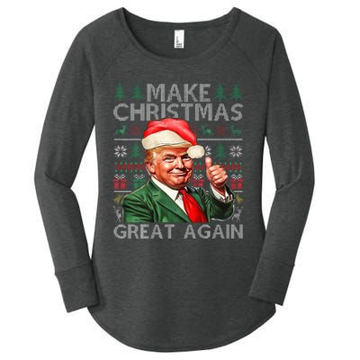 Make Christmas Great Again Funny Trump Xmas Snow Pajama Ugly Women's Perfect Tri Tunic Long Sleeve Shirt