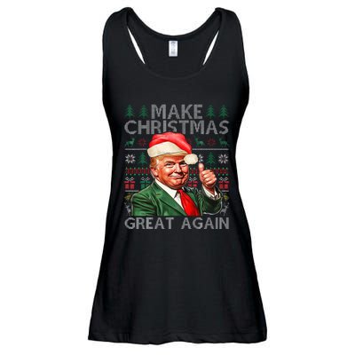 Make Christmas Great Again Funny Trump Xmas Snow Pajama Ugly Ladies Essential Flowy Tank