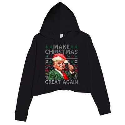 Make Christmas Great Again Funny Trump Xmas Snow Pajama Ugly Crop Fleece Hoodie