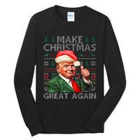 Make Christmas Great Again Funny Trump Xmas Snow Pajama Ugly Tall Long Sleeve T-Shirt