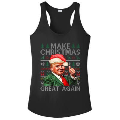 Make Christmas Great Again Funny Trump Xmas Snow Pajama Ugly Ladies PosiCharge Competitor Racerback Tank