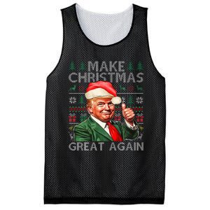 Make Christmas Great Again Funny Trump Xmas Snow Pajama Ugly Mesh Reversible Basketball Jersey Tank