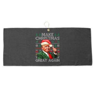 Make Christmas Great Again Funny Trump Xmas Snow Pajama Ugly Large Microfiber Waffle Golf Towel