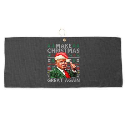 Make Christmas Great Again Funny Trump Xmas Snow Pajama Ugly Large Microfiber Waffle Golf Towel