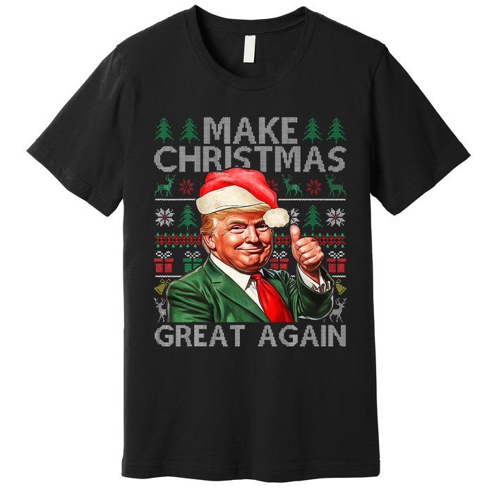 Make Christmas Great Again Funny Trump Xmas Snow Pajama Ugly Premium T-Shirt