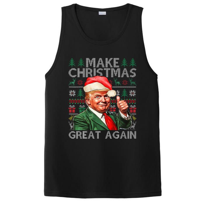 Make Christmas Great Again Funny Trump Xmas Snow Pajama Ugly PosiCharge Competitor Tank