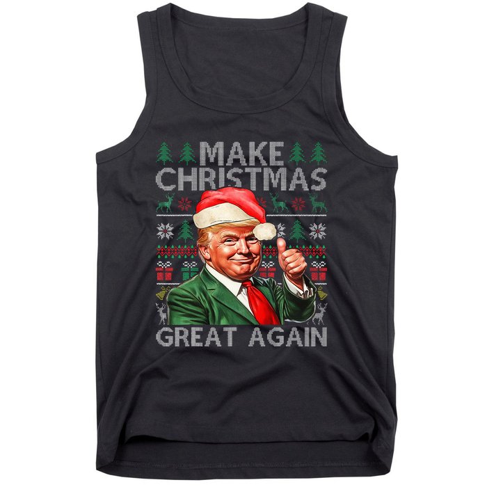 Make Christmas Great Again Funny Trump Xmas Snow Pajama Ugly Tank Top