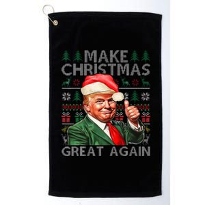 Make Christmas Great Again Funny Trump Xmas Snow Pajama Ugly Platinum Collection Golf Towel