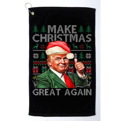 Make Christmas Great Again Funny Trump Xmas Snow Pajama Ugly Platinum Collection Golf Towel