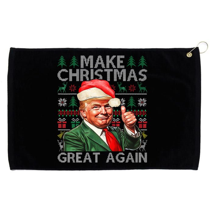 Make Christmas Great Again Funny Trump Xmas Snow Pajama Ugly Grommeted Golf Towel