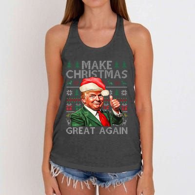 Make Christmas Great Again Funny Trump Xmas Snow Pajama Ugly Women's Knotted Racerback Tank