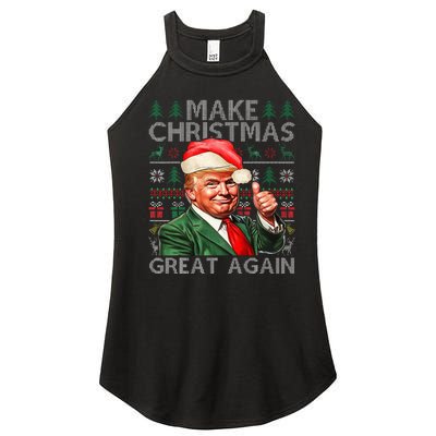 Make Christmas Great Again Funny Trump Xmas Snow Pajama Ugly Women's Perfect Tri Rocker Tank