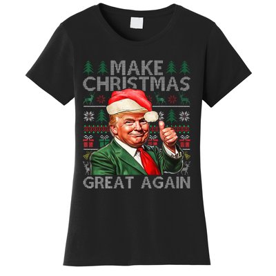 Make Christmas Great Again Funny Trump Xmas Snow Pajama Ugly Women's T-Shirt