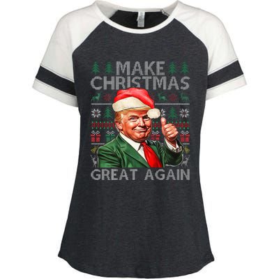 Make Christmas Great Again Funny Trump Xmas Snow Pajama Ugly Enza Ladies Jersey Colorblock Tee