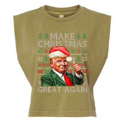 Make Christmas Great Again Funny Trump Xmas Snow Pajama Ugly Garment-Dyed Women's Muscle Tee