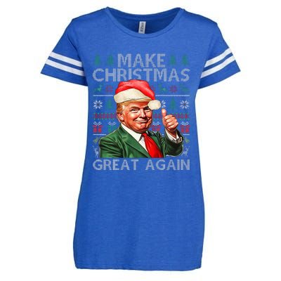 Make Christmas Great Again Funny Trump Xmas Snow Pajama Ugly Enza Ladies Jersey Football T-Shirt