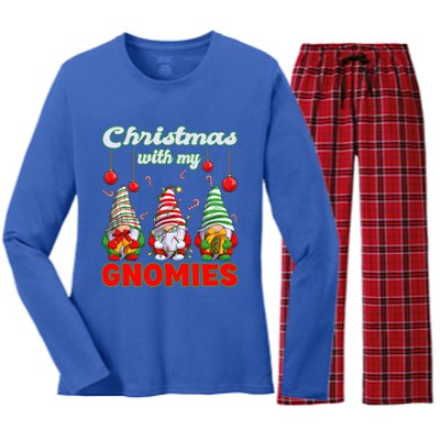 Merry Christmas Gnome Christmas With My Gnomies Gift Women's Long Sleeve Flannel Pajama Set 