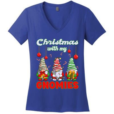 Merry Christmas Gnome Christmas With My Gnomies Gift Women's V-Neck T-Shirt